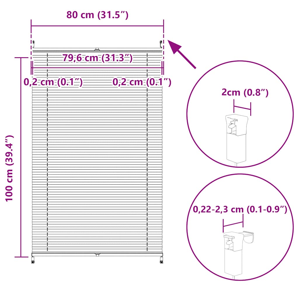 Plisse Blind 80x100cm Creme